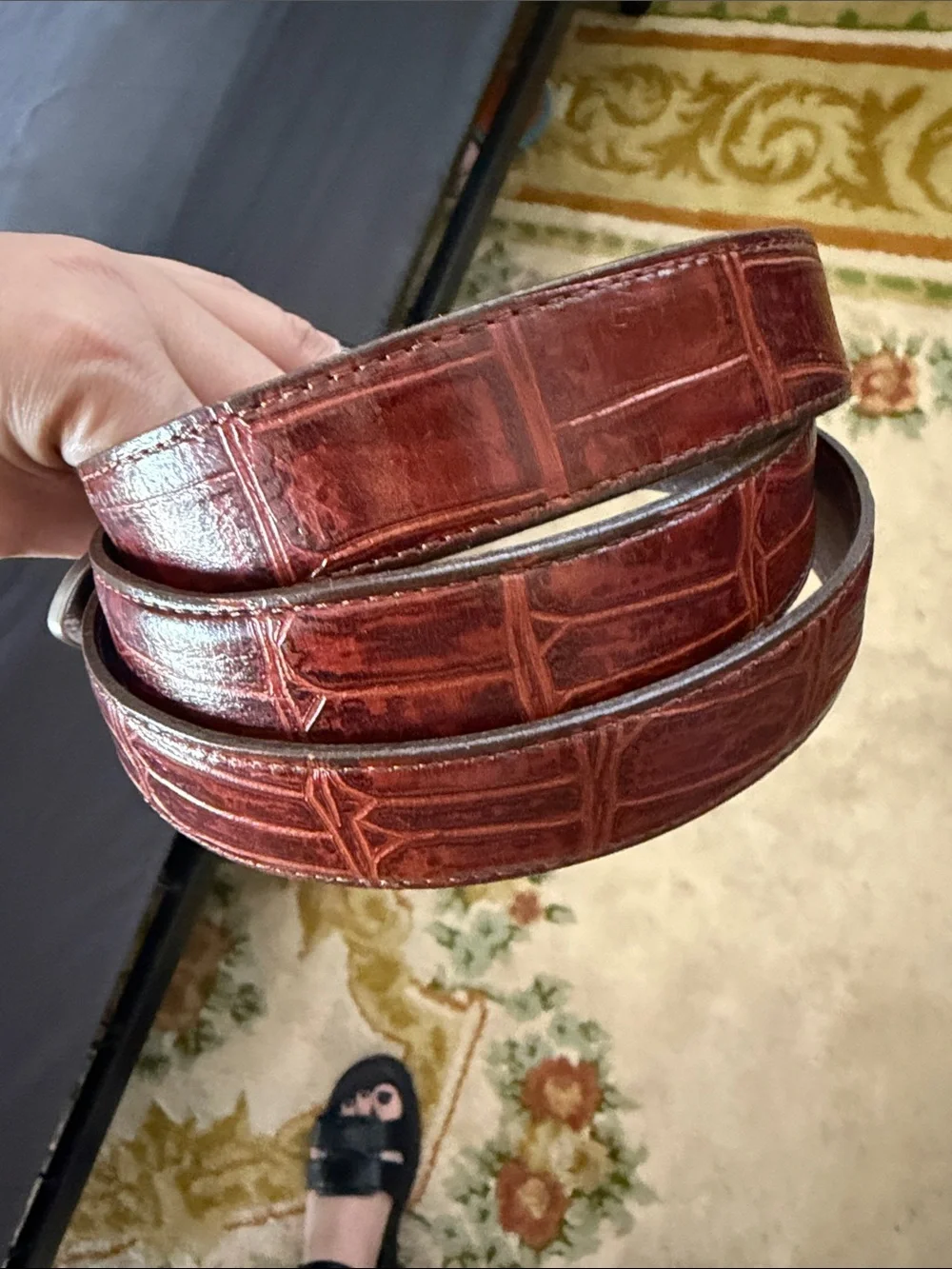 PGA TOUR Brown Leather Men's Belt Brown Silvertone Buckle Size 50